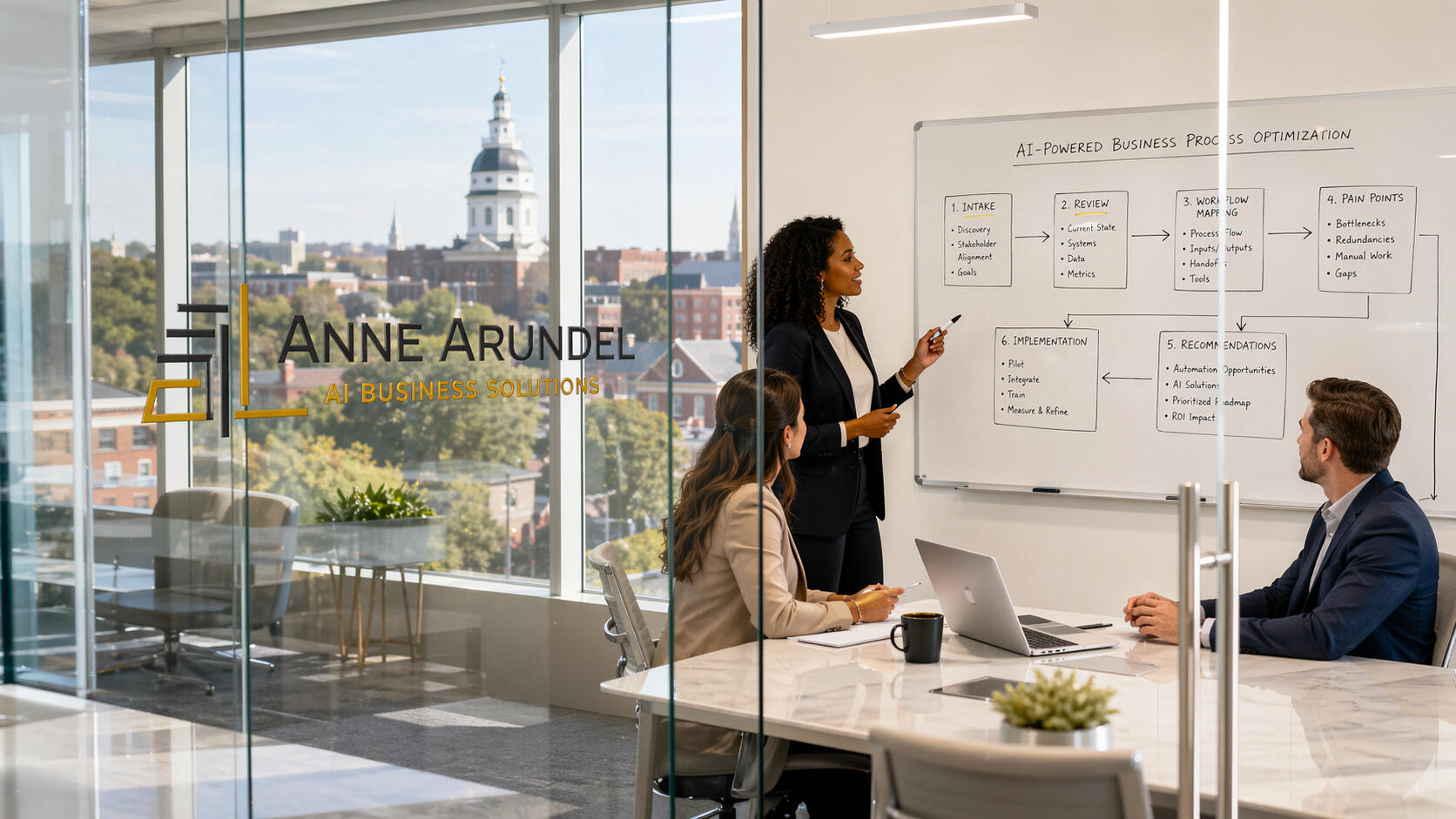 Decorative Image Conceptual image representing custom AI assistants supporting communication, intake, and administrative workflows